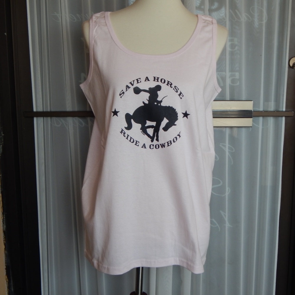 Women’s Pink “Save a Horse Ride a Cowboy” Anvil Ta